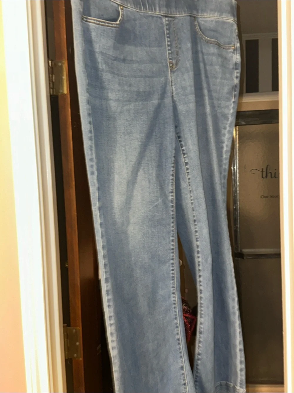 Lane Bryant Medium Blue Stretch Flare Jeans high high rise pull in boot 18 new